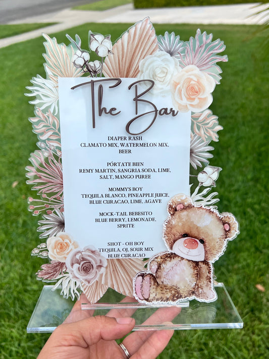 Boho Bear Baby Shower Menu