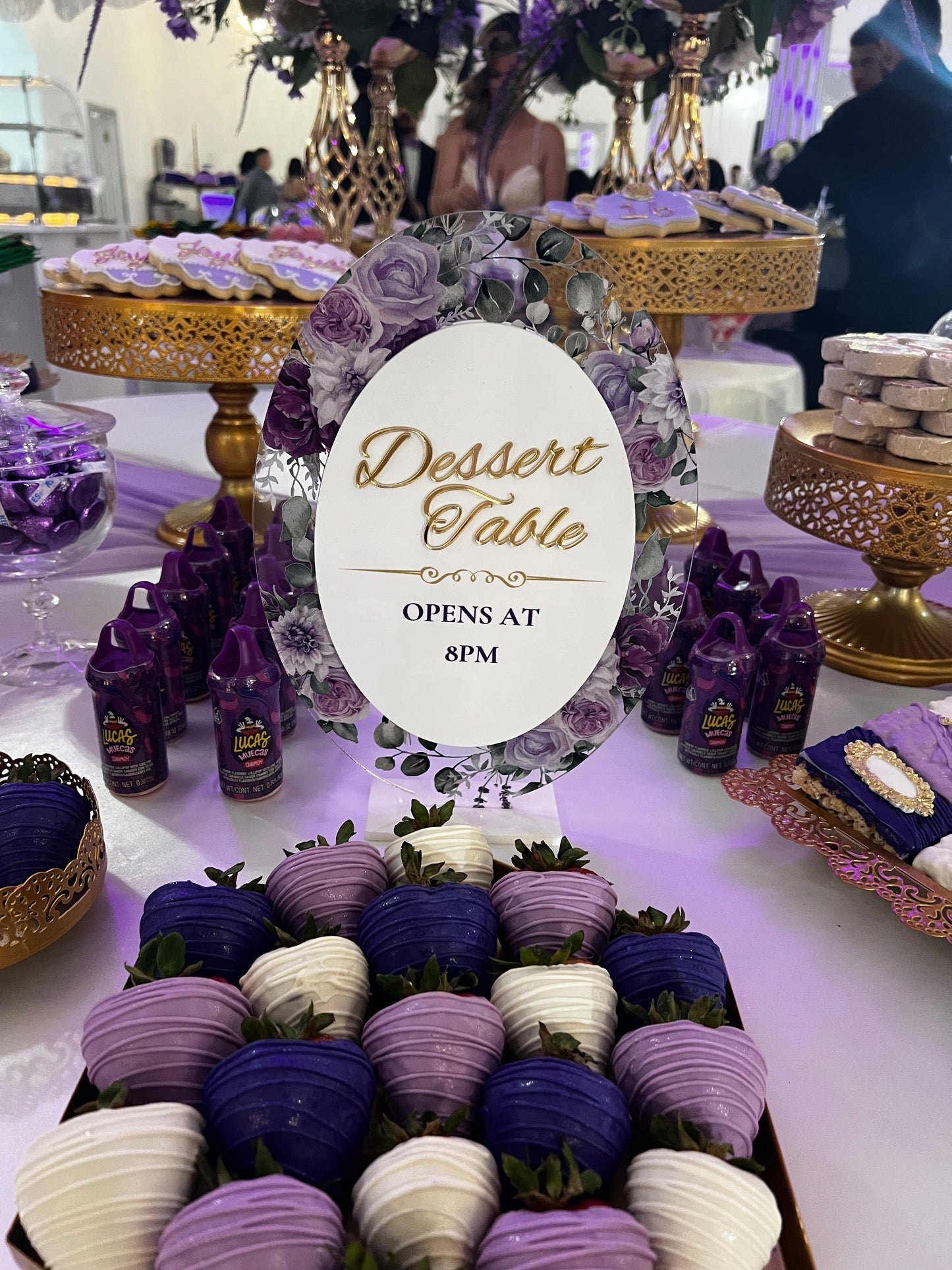 Double-Sided Dessert Station Sign | Floral UV Printed Tabletop Display