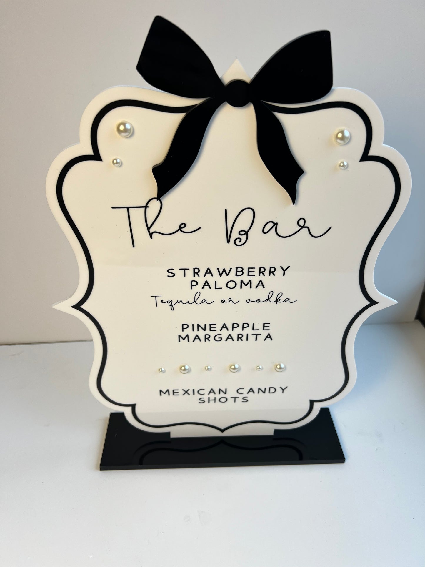 Pearls and Bow Bar Menu