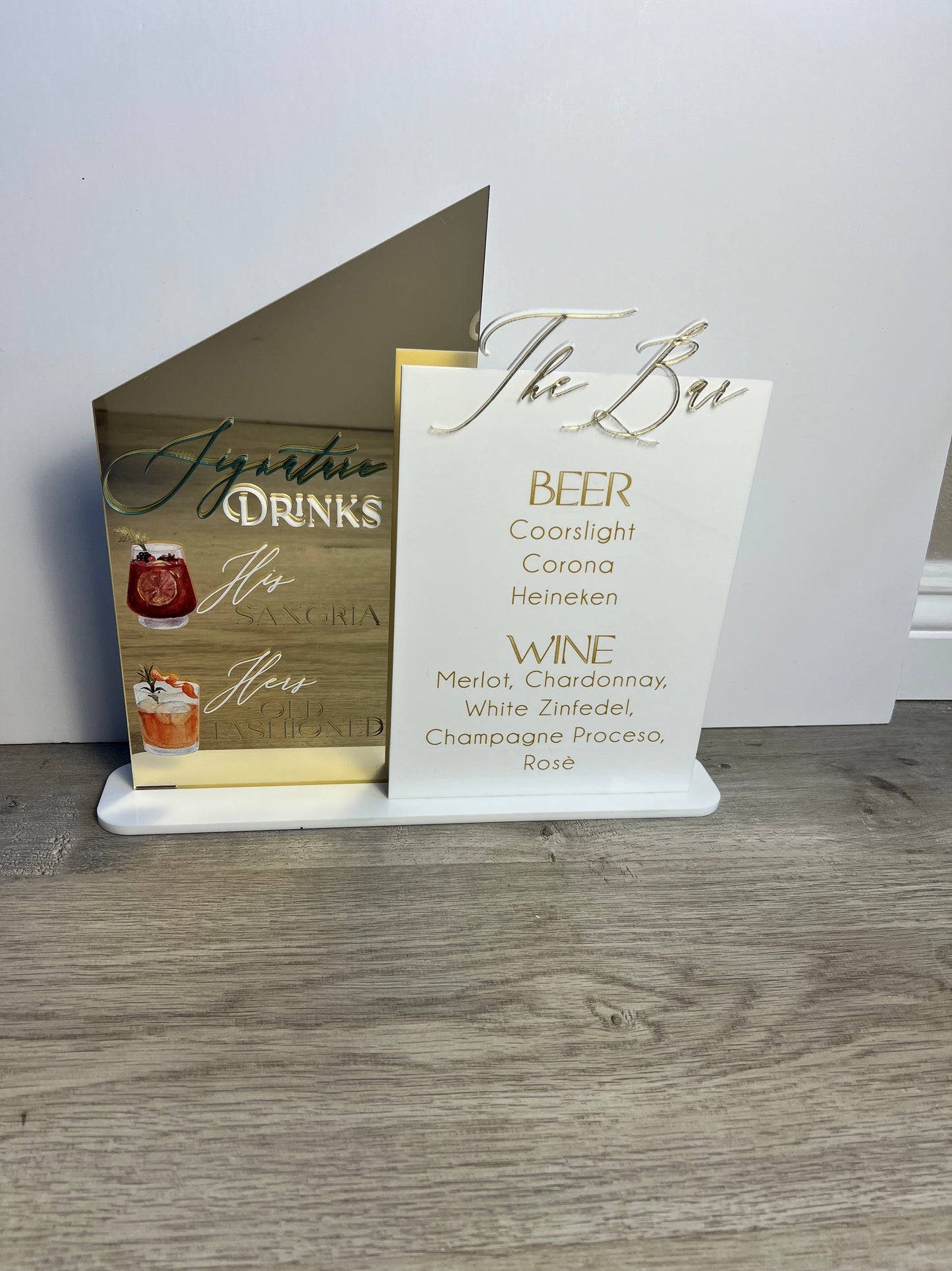 Bar Menu- Signature Drinks Gold & White