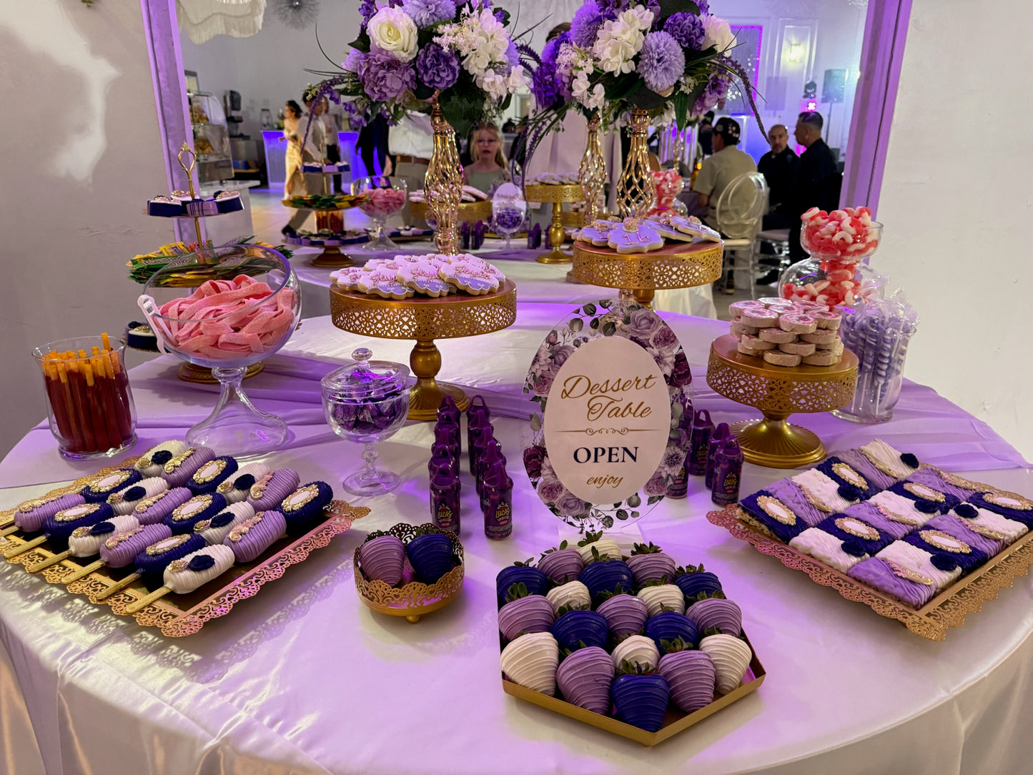 Double-Sided Dessert Station Sign | Floral UV Printed Tabletop Display