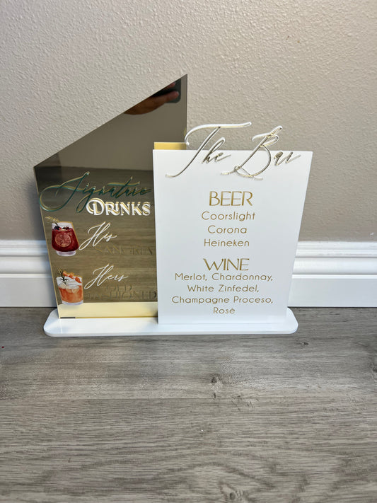 Bar Menu- Signature Drinks Gold & White