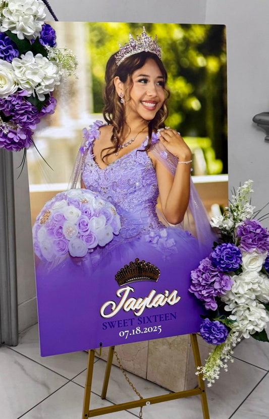 UV Printed Acrylic Photo Welcome Sign with Layered Acrylic Name