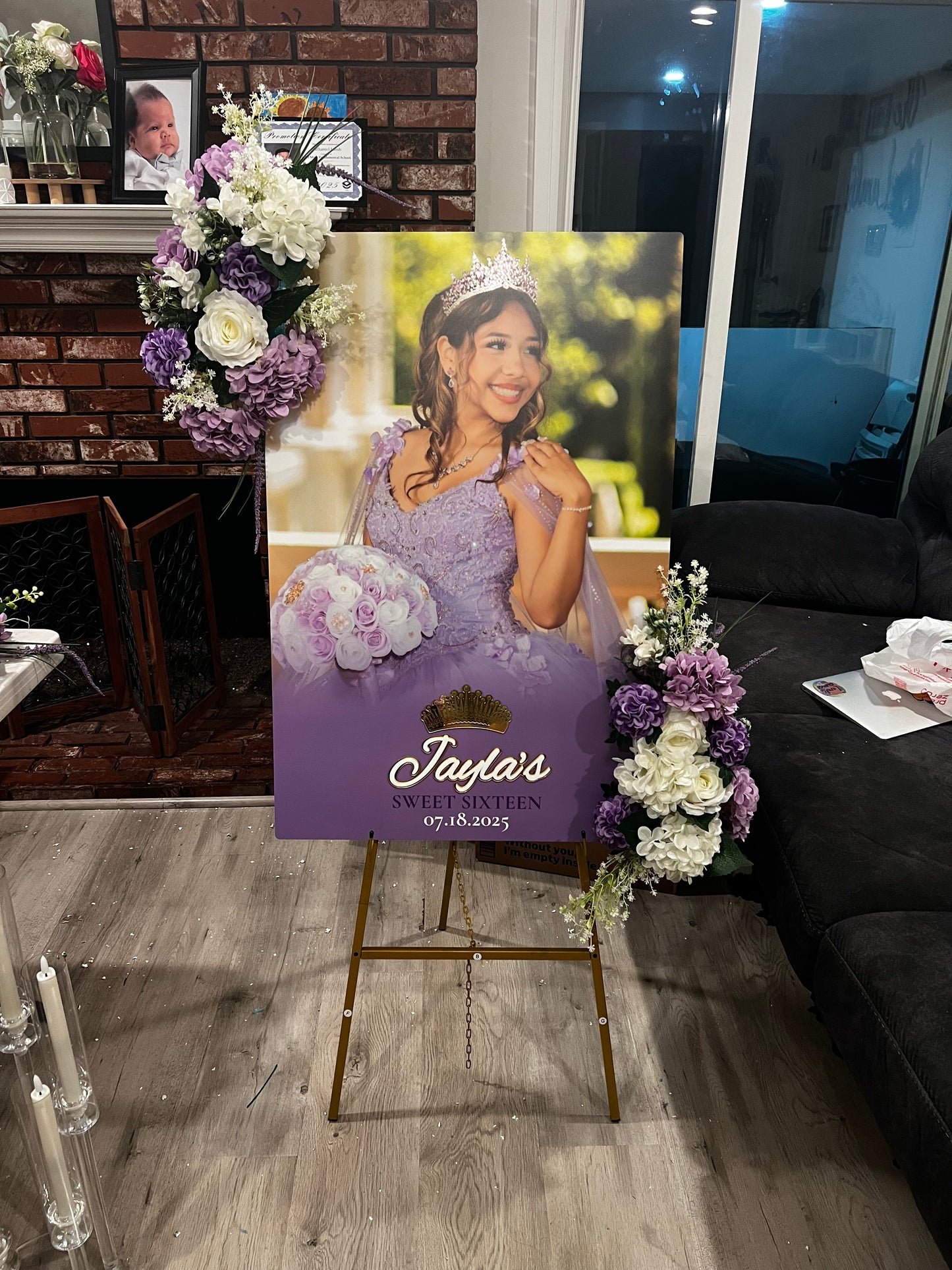 UV Printed Acrylic Photo Welcome Sign with Layered Acrylic Name