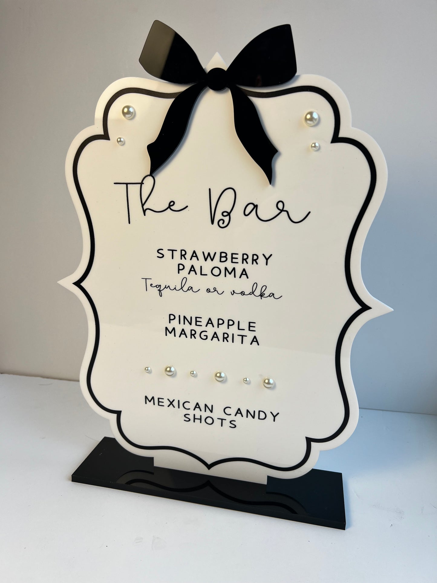 Pearls and Bow Bar Menu