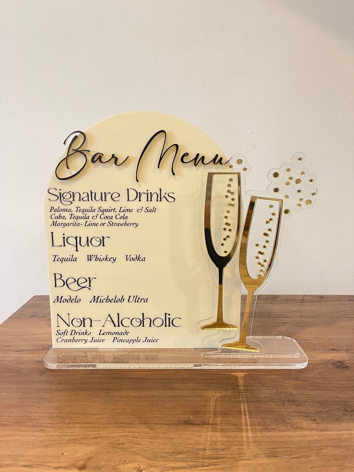 Bar Menu with Champagne Flutes
