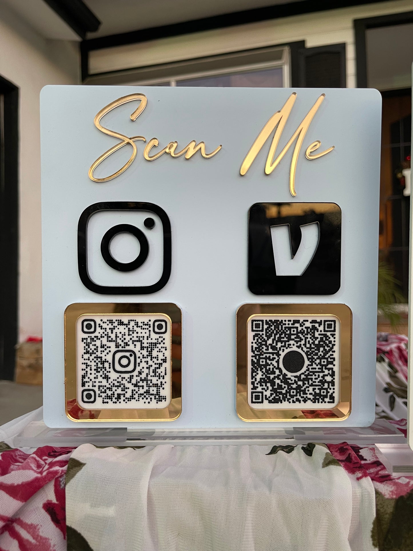 Business QR Code Sign with Mirrored Acrylic