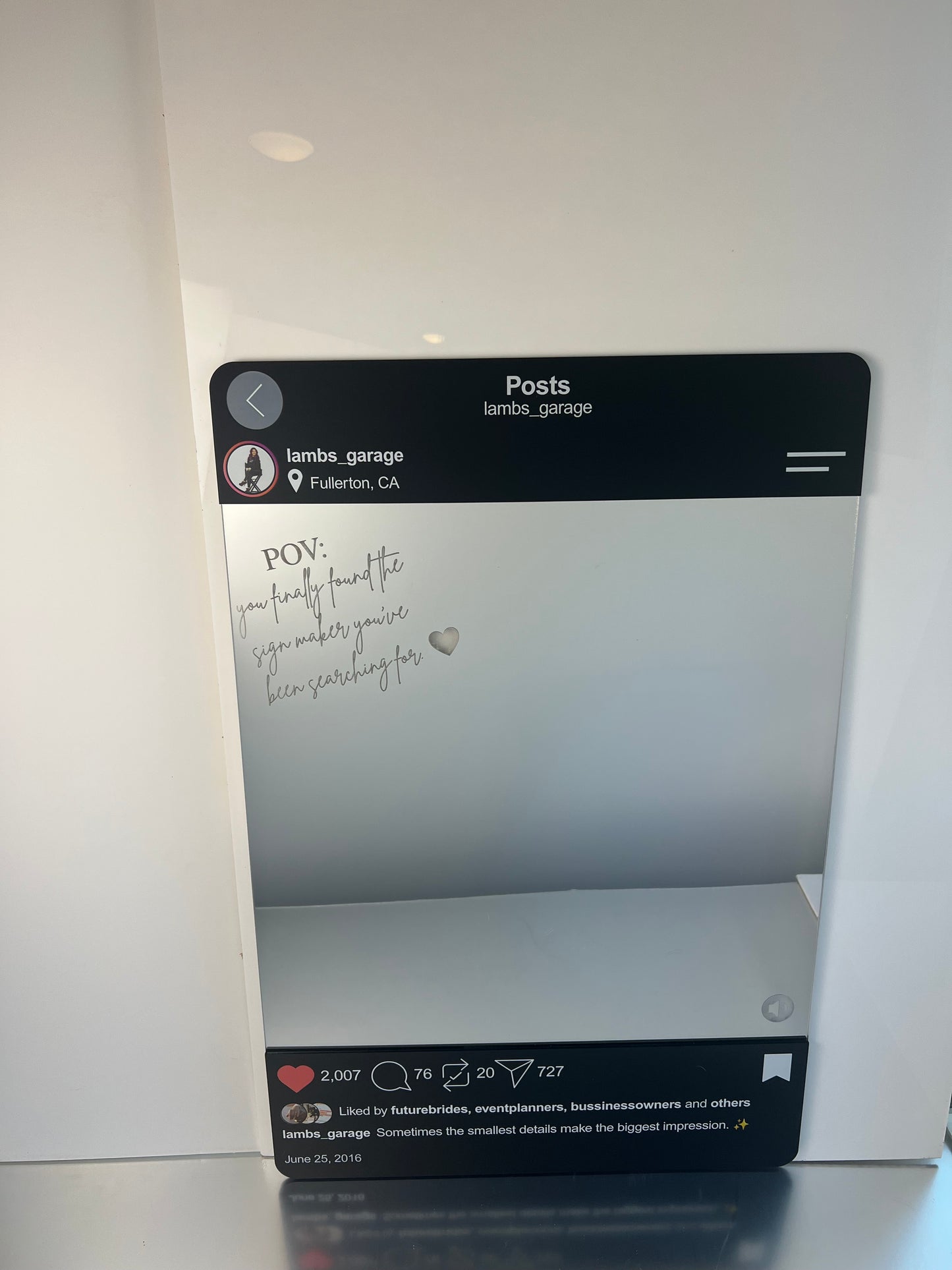 Instagram Mirror Display | Custom Photo Booth Sign | Interactive Business & Vendor Display