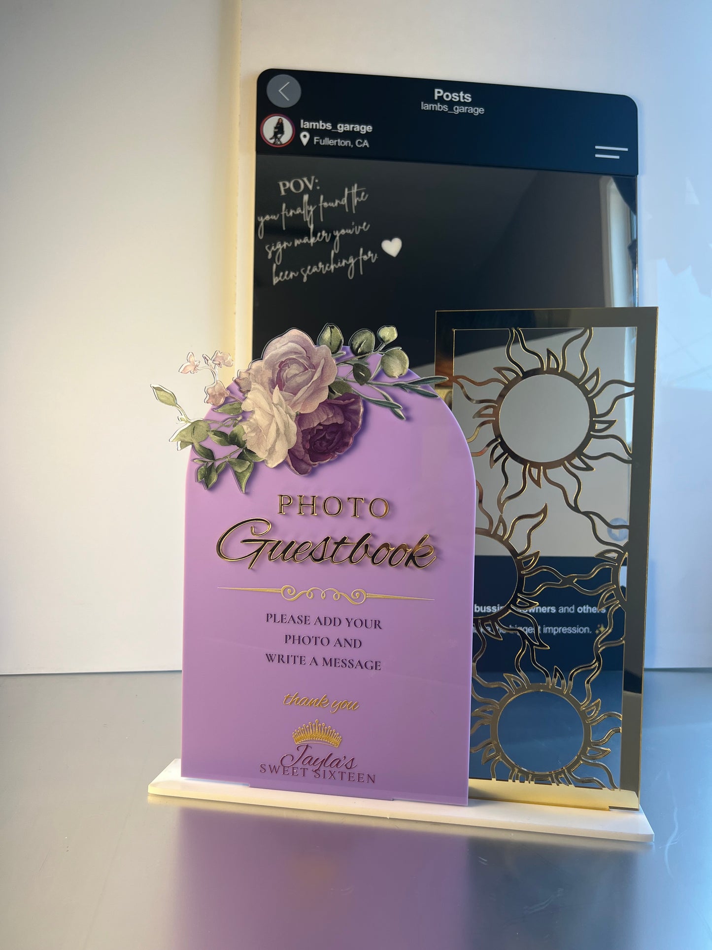 Instagram Mirror Display | Custom Photo Booth Sign | Interactive Business & Vendor Display