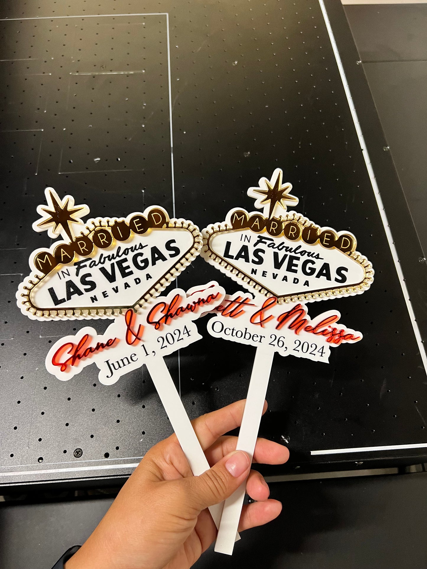 Married in Vegas Cake Topper