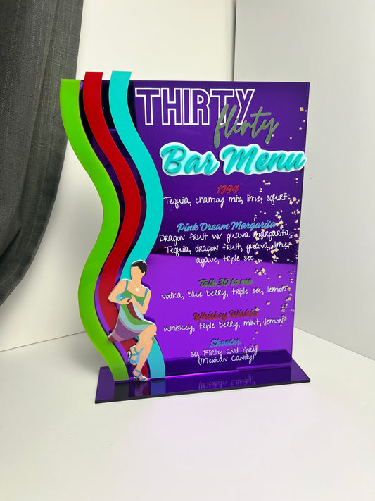 Thirty Flirty Bar Menu