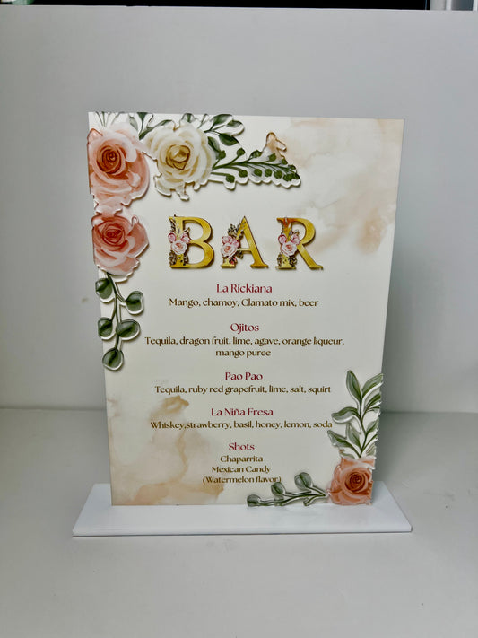 Floral Bar Menu