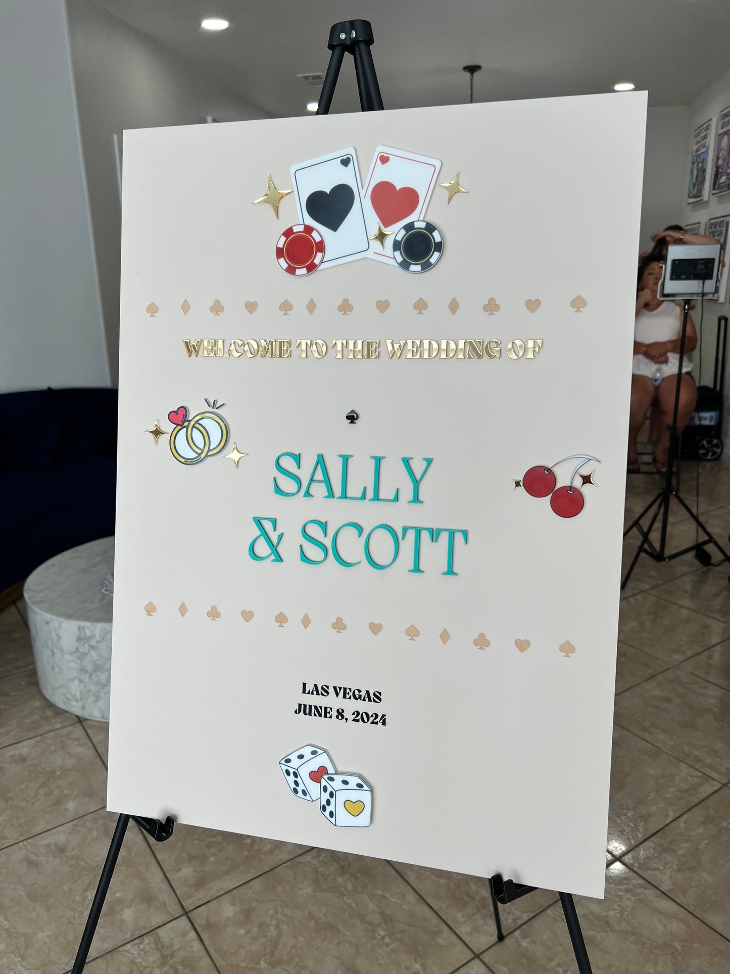 Vegas Themed Wedding Welcome Sign – Custom UV Printed Acrylic Sign for Weddings