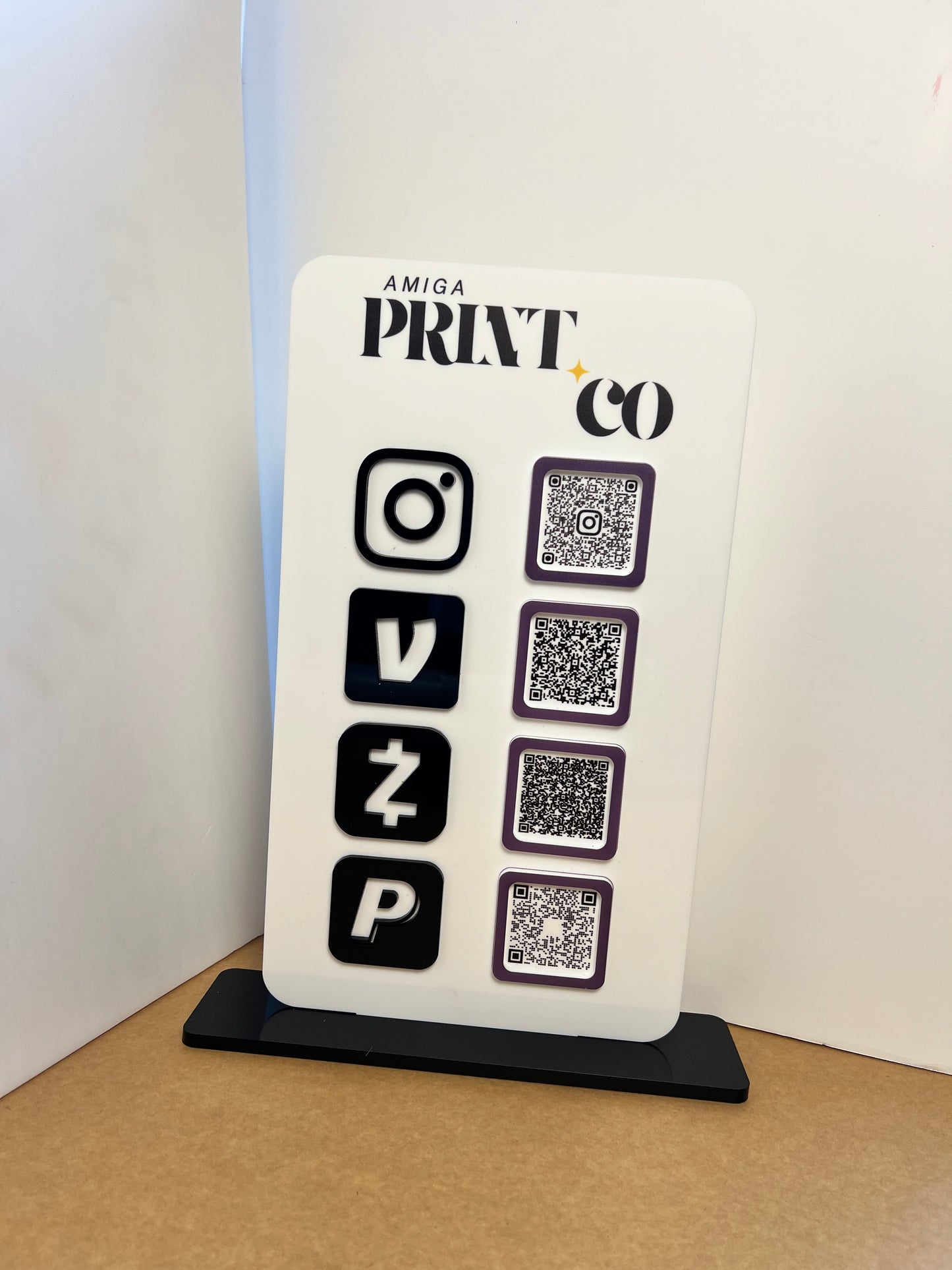 Vertical QR code Business Sign with UV Printed Logo