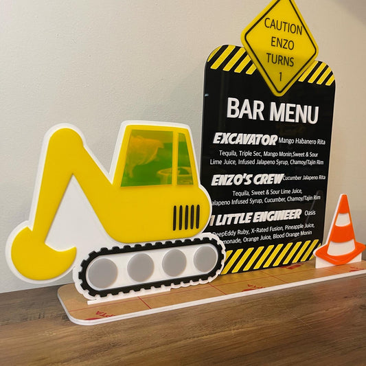 Construction themed Bar menu
