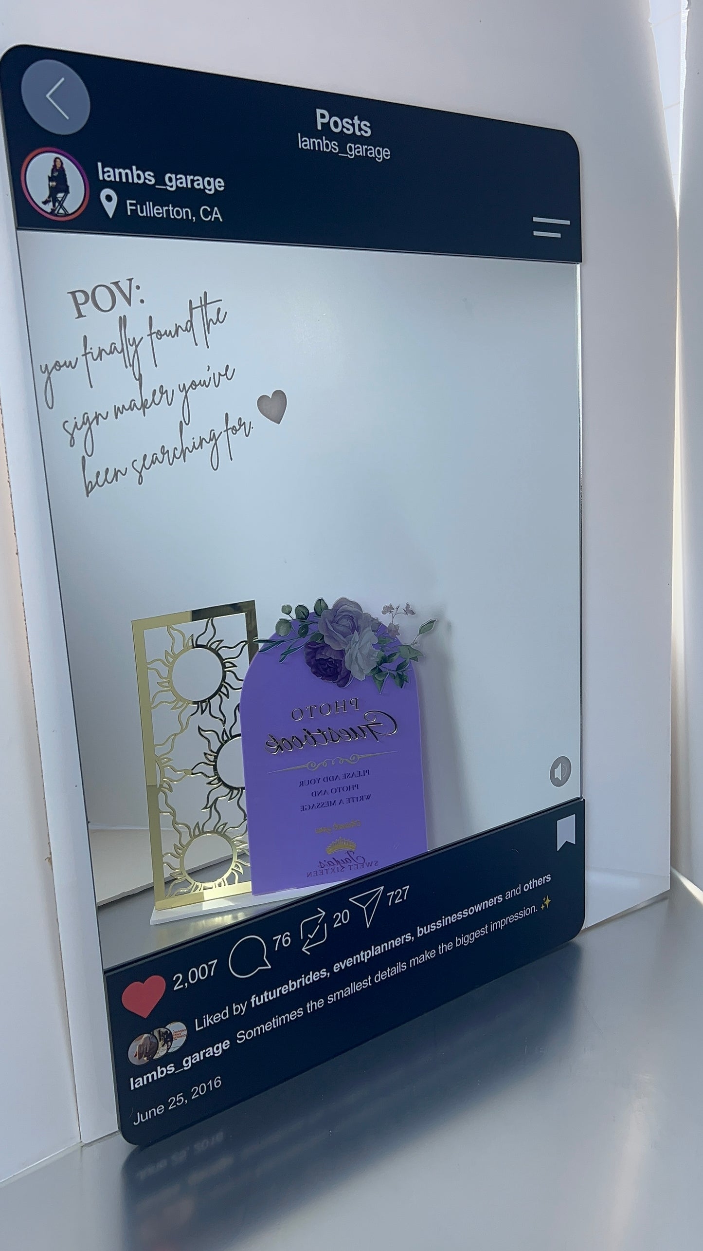Instagram Mirror Display | Custom Photo Booth Sign | Interactive Business & Vendor Display