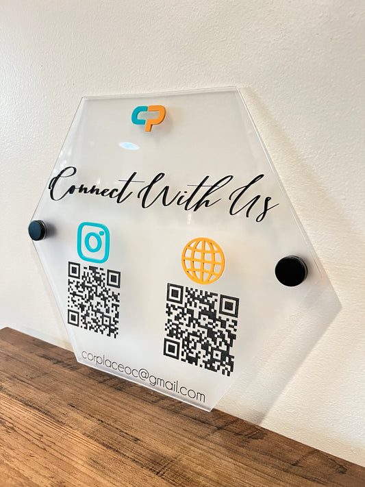 Connect with us QR codes with stand offs