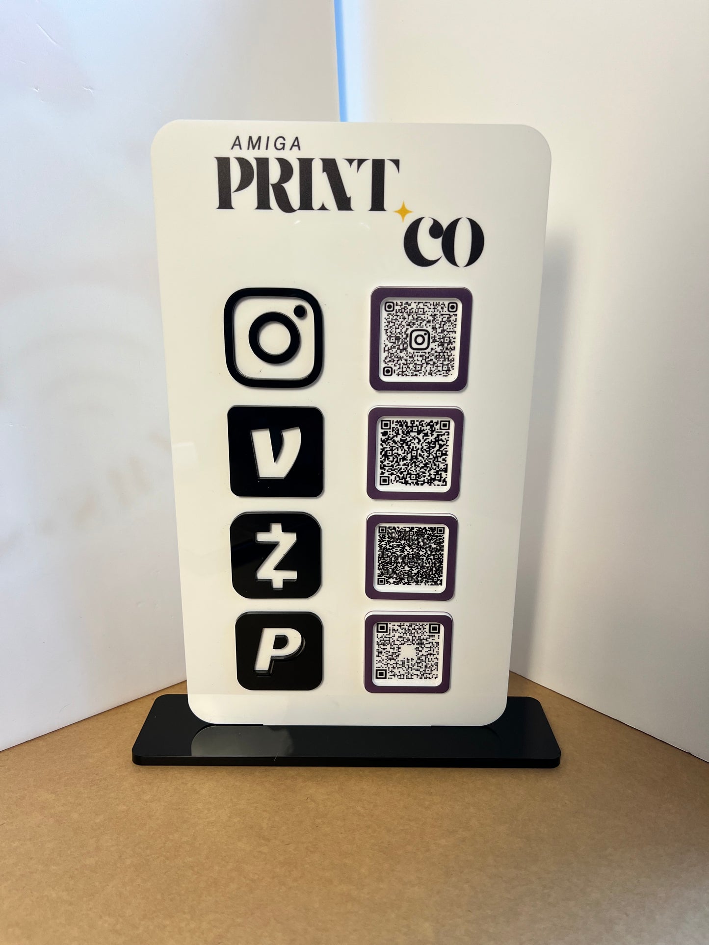 Vertical QR code Business Sign with UV Printed Logo