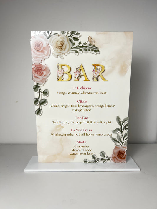 Floral Bar Menu