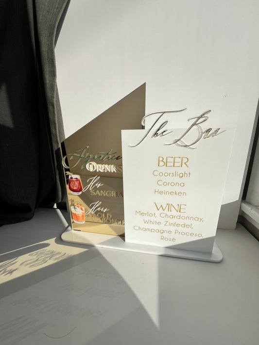 Bar Menu- Signature Drinks Gold & White