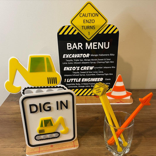 Construction themed Bar menu