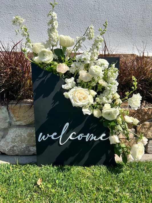 Welcome Floral Box Sign Laser SVG Cut File I DIY Wedding Bridal Event Wood Floral Welcome Box Decor I Laser Cut I Custom made Welcome Sign