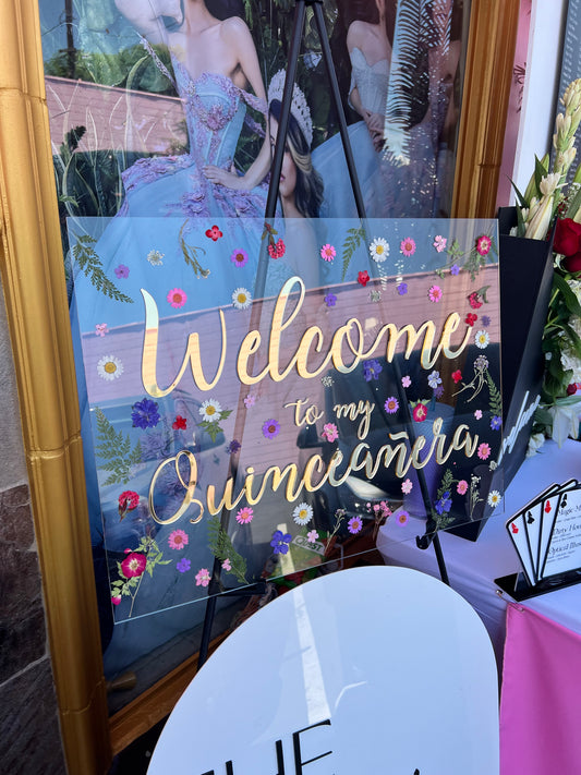 Custom Floral Acrylic Welcome Sign