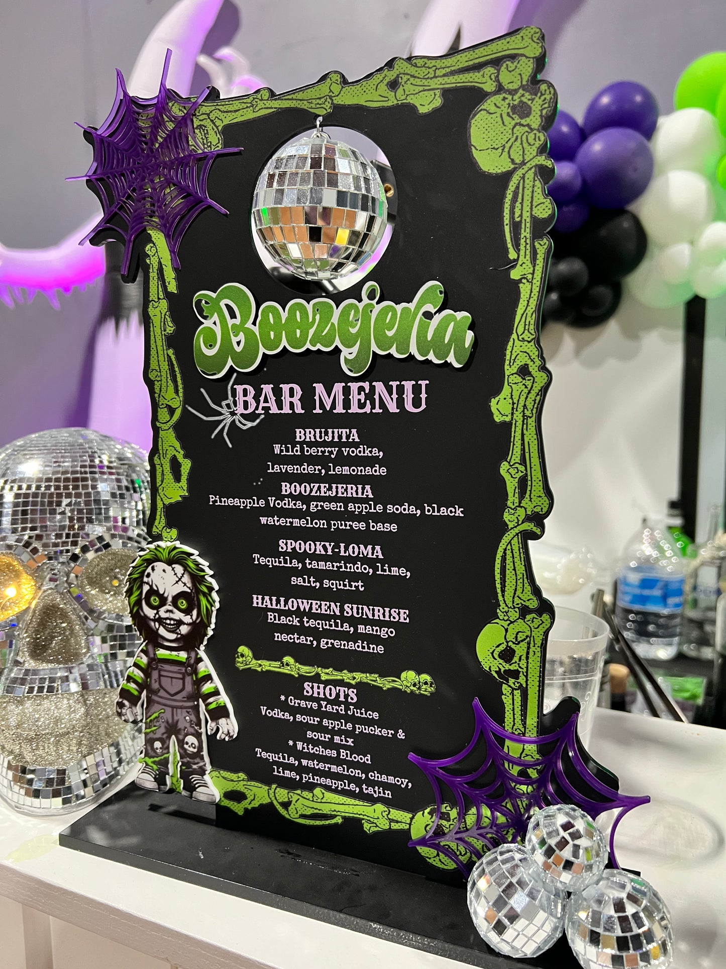 Custom Event Acrylic Bar Menu- Boozejeria