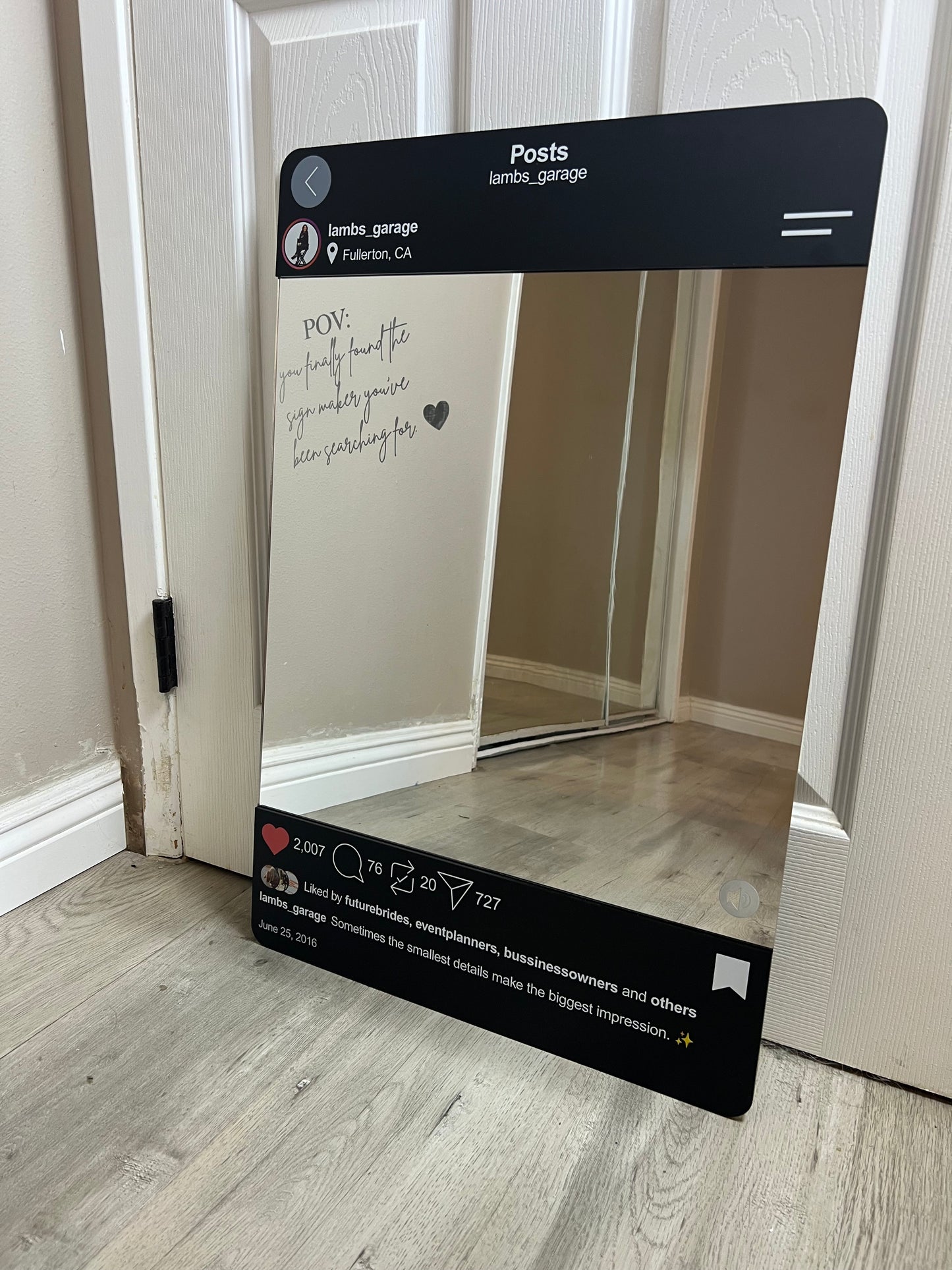 Instagram Mirror Display | Custom Photo Booth Sign | Interactive Business & Vendor Display