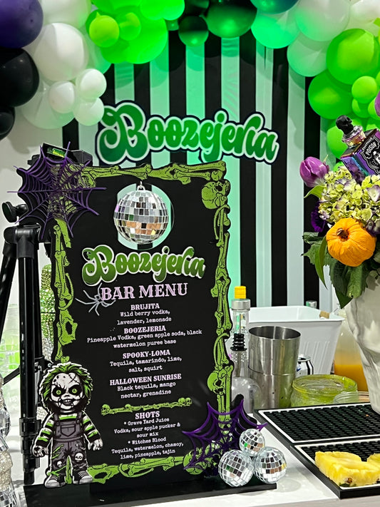 Custom Event Acrylic Bar Menu- Boozejeria