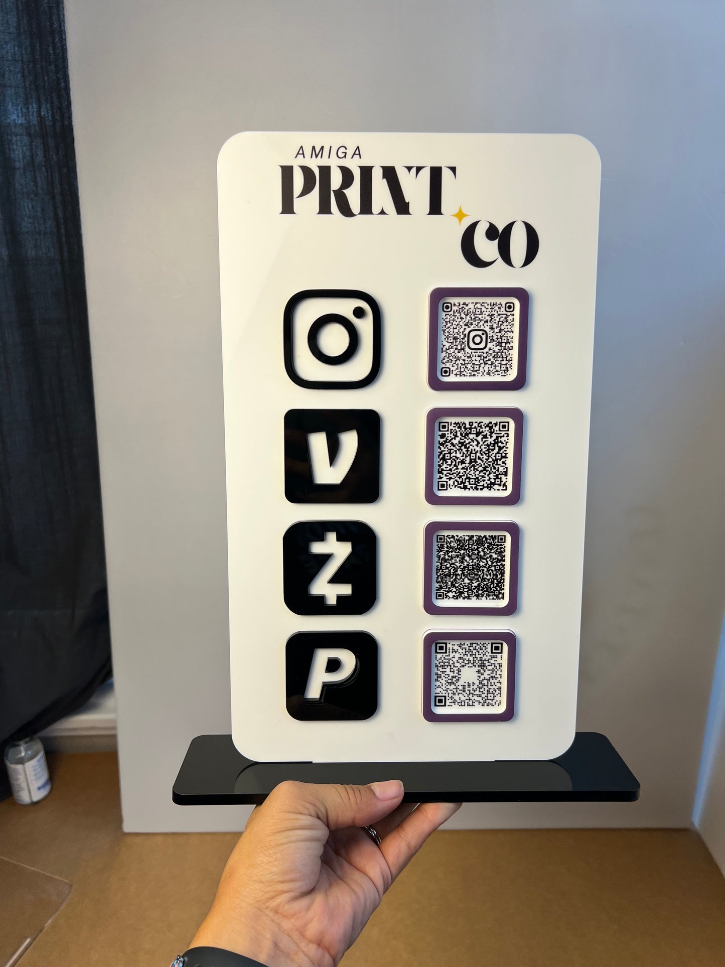 Vertical QR code Business Sign with UV Printed Logo