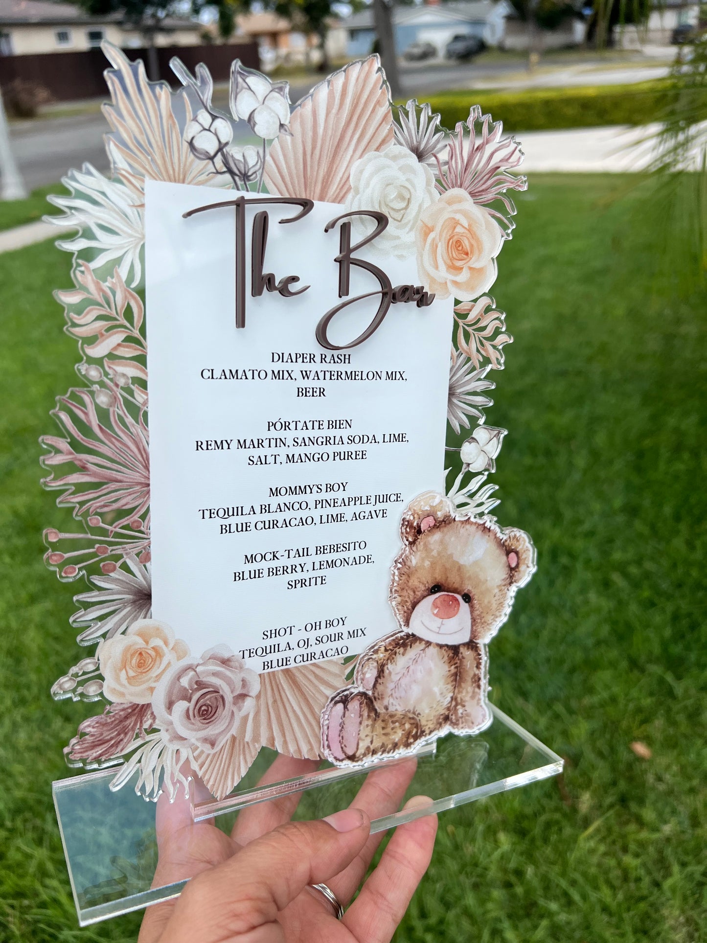 Boho Bear Baby Shower Menu