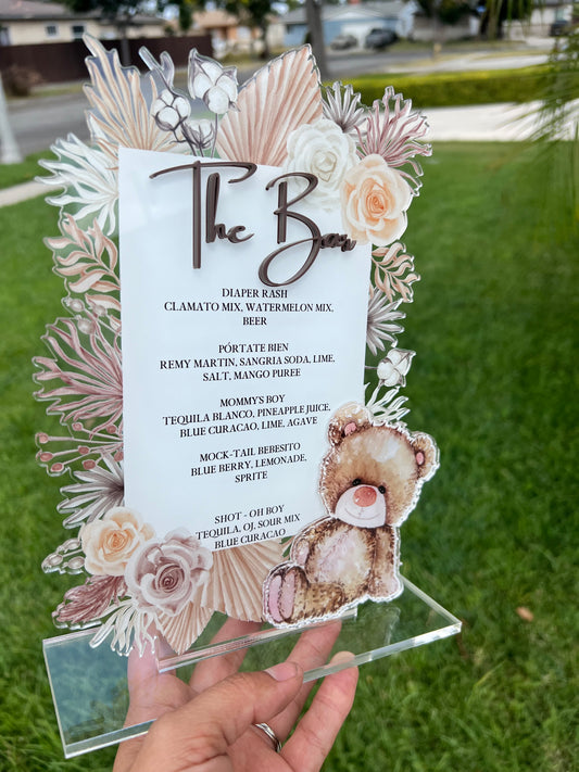 Boho Bear Baby Shower Menu