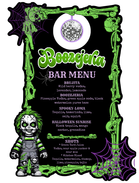 Custom Event Acrylic Bar Menu- Boozejeria