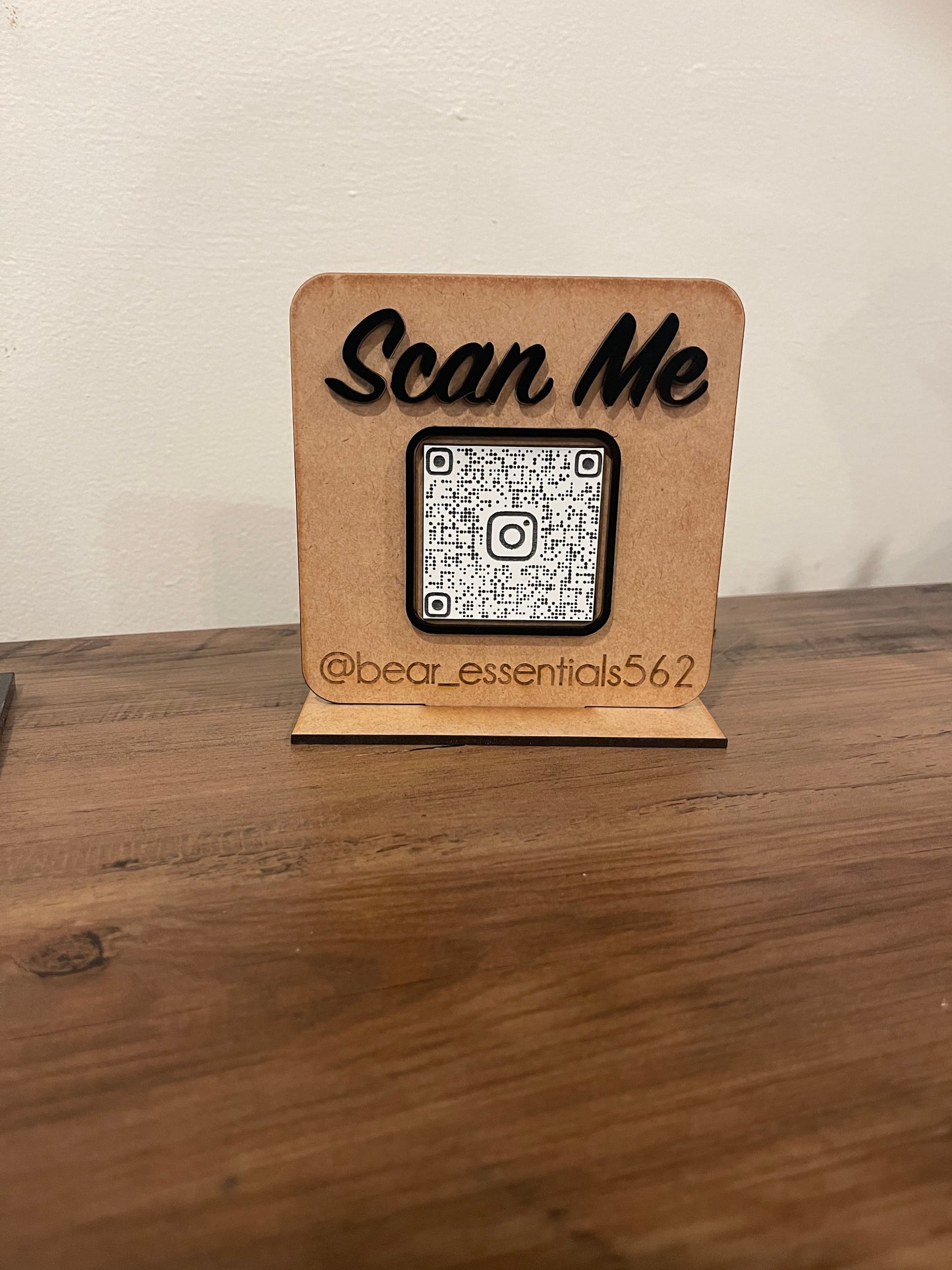 Wooden Scan Me Business sign