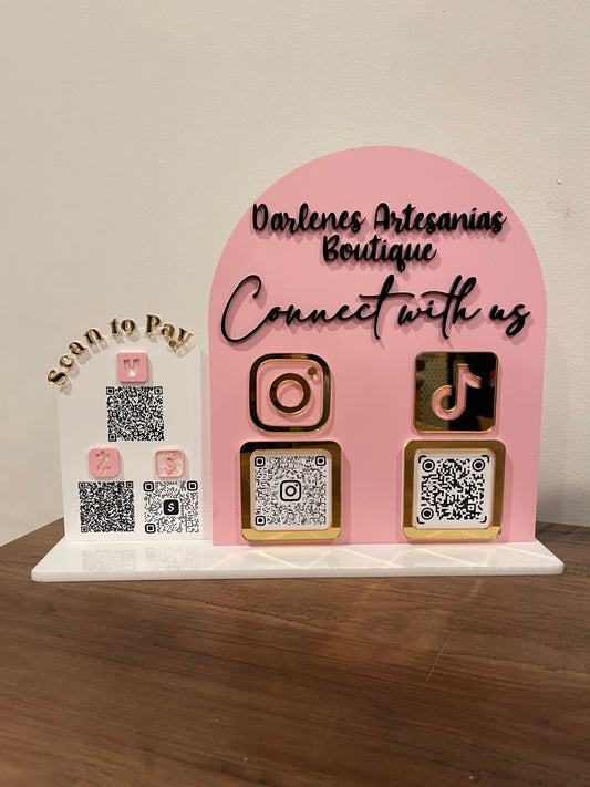 Connect With us, Scan to Pay 5 Code Business sign