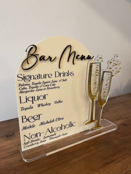 Bar Menu with Champagne Flutes