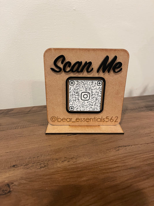 Wooden Scan Me Business sign