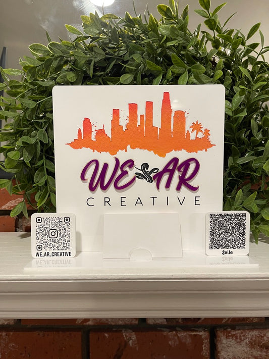 Business 2 QR Code Sign with Logo and Card Holder