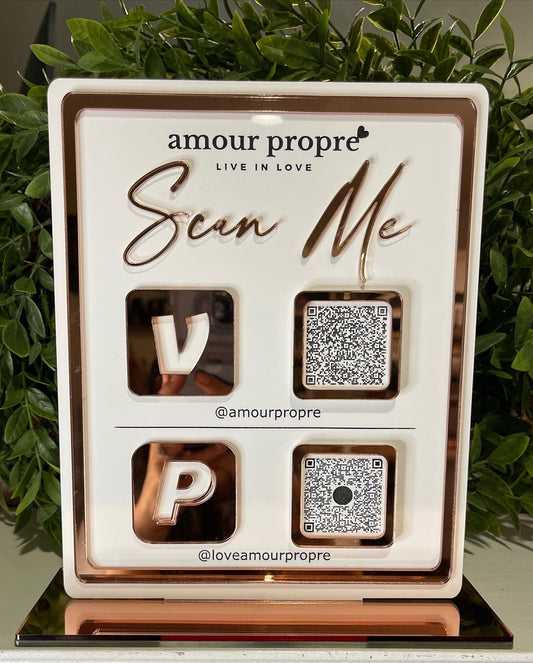 8x10 Scan Me QR Code Sign with Engraved Logo